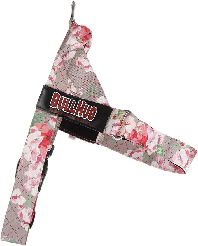 Adjustable Dog Harness– No Pull, No Choke – for English Bulldogs, French Bulldogs, Pugs & Broad-Chested Breeds – Easy, Safe Walks (Pink Floral, Medium)
