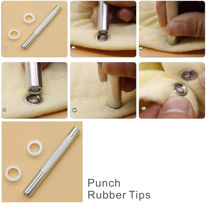 200 Set Snap Fastener Tool 10 Colors Solid &Hollow Mixed Diameter 9.5mm Metal Eyelets Shoes Clothes Crafts with Heavy-Duty Pliers