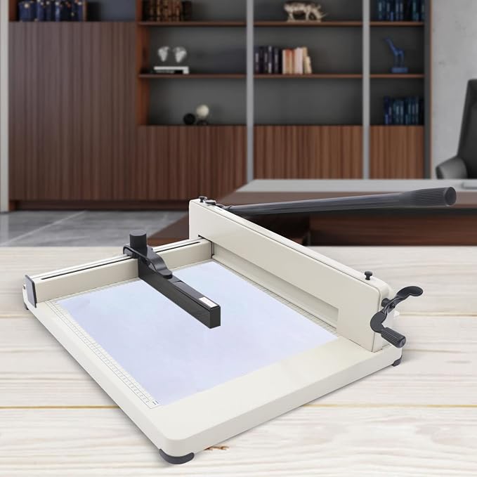 17 Inch Guillotine Paper Cutter Heavy Duty, Hss Blade Cuts 1.42in Stack 400 Sheets, Manual Paper Trimmer with Metal Base for Office Home School