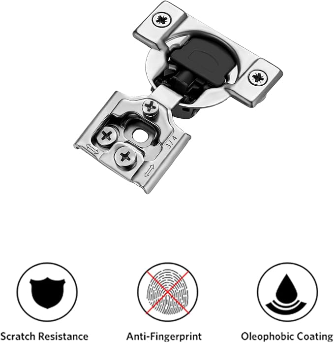 Ravinte 20 Pack 10 Pair 3/4 inch Overlay Soft Close Kitchen Cabinet Hinges Stainless Steel Adjustable Kitchen Hinges Satin Nickel Cabinet Hardware