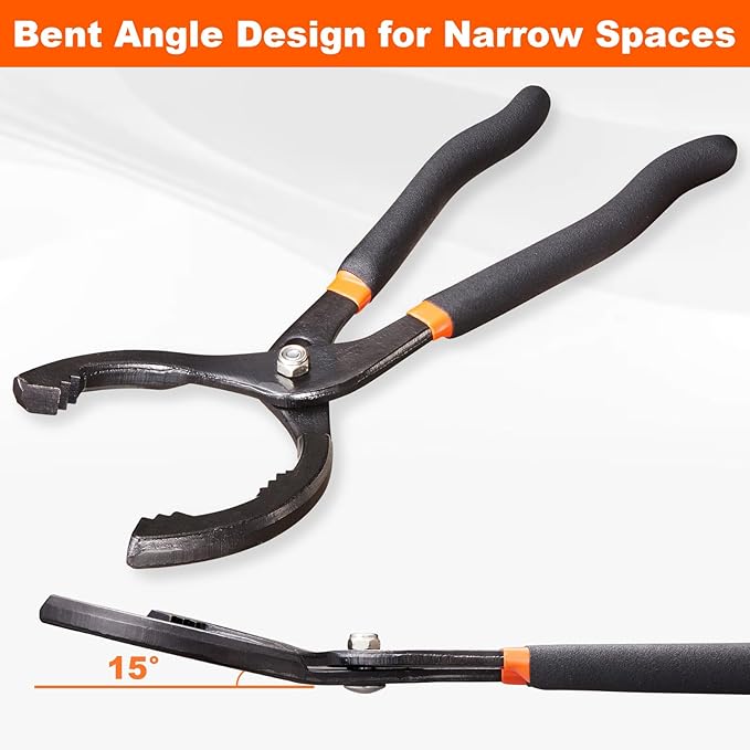 Spurtar 12'' Oil Filter Pliers, Adjustable Oil Filter Wrench, Fits Filters 2-1/2" to 4-1/2" (64-115mm) for 4S Shop Auto Repair Mechanic DIY Generator Small Engine