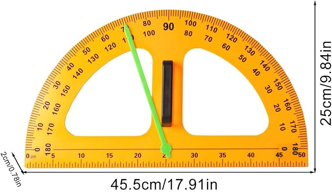 Large Teaching Protractor - Large Classroom Protractor | Digital Design Math Teaching Protractor | Oversized Teaching Compass Protractor | Erase Board Teaching Protractor for Engineer Dry Erase Board