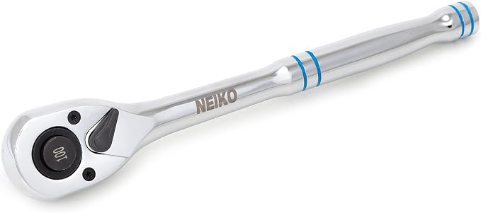Neiko 03117A 1/2 Inch Ratchet Wrench, 100-Tooth Reversible Ratchet, 3.6 Degree, Quick Release 1/2 Drive Ratchet, 10" Long Handle Ratchet, Oval Head Socket Wrench, CR-V Steel Half Inch Rachet Wrench