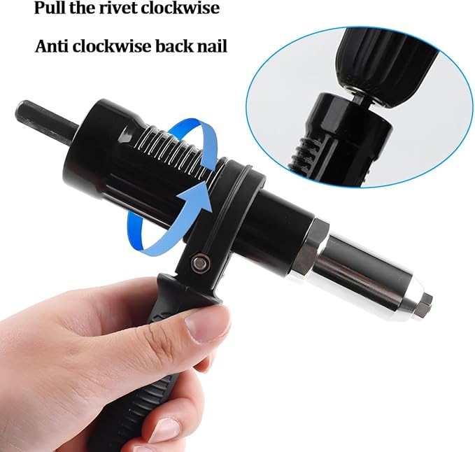 Car Pop Rivet Gun Adapter Kit, Cordless Vehicle Electric Riveter Drill Attachment with 4 Rivet Head, Automotive Power Drill Adapter Tool Kit, Universal for Most Vehicles