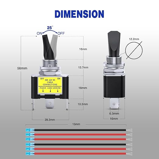 Nilight 2PCS Green LED Toggle Switch 12V DC 30A 3 Pin On Off 2 Position Heavy Duty Rocker Switch with 14AWG Wire for Automotive Cars Trucks Boats Racing Cars Auto Boat