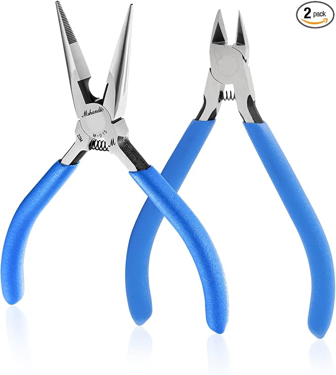 Needle Nose Pliers and Wire Cutters Set, 5" High Carbon Steel Pliers Set, Ultra-Sharp Crafts Diagonal Cutters, Long Nose Pliers for Jewelry Making, Electronics Repair, Object Grasping