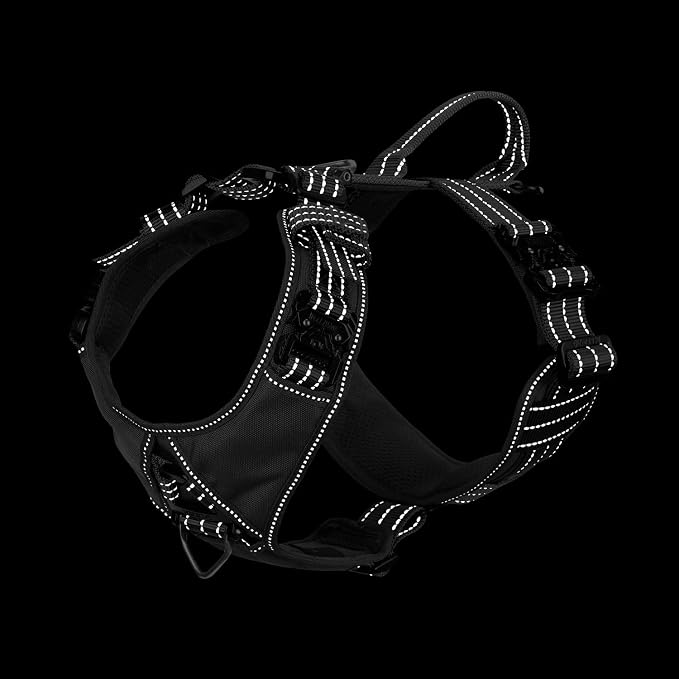 ICEFANG Dog Halter Harness with Metal Buckles,Dog Strap Vest X-Large Dogs | Control Handle,Summer-Cooling,Reflective,Front Hook,Adjustable,Soft Padded,No Pull,Grey,XLarge