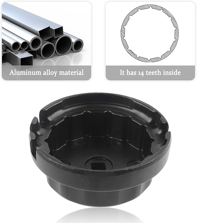 Salior 64mm Oil Filter Wrench,Aluminum Alloy Quickly Oil Filter Removal Tool Compatible with Lexus Toyota Tundra RAV4 Sienna 2.5L to 5.7L Engines Oil Filter Socket (Black)