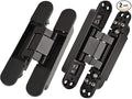 TamBee Hidden Door Hinge Invisible Hinges - Black, 3 Way Adjustable, Zinc Alloy, Concealed, for Secret Doors, Hidden Door and Bookcase Door 7 Inch (2 Hinges)