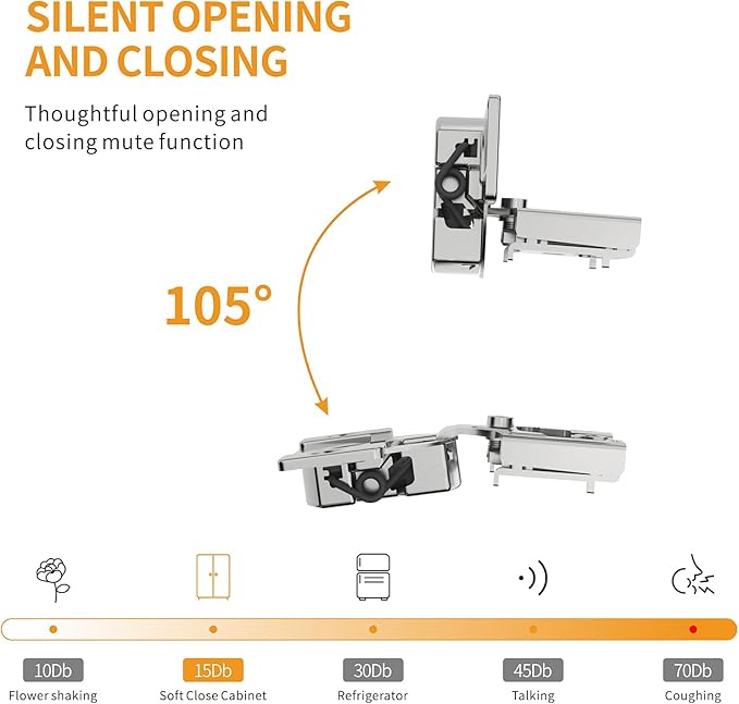Chibery 20 Pack 3/8" Overlay 3D Soft Close Concealed Hinge for Face Frame Door, Smooth Slow Self Closing Hinges, Satin Nickel, Hidden 105° Open Angle Stainless Steel Hinge for Kitchen Cabinet Door