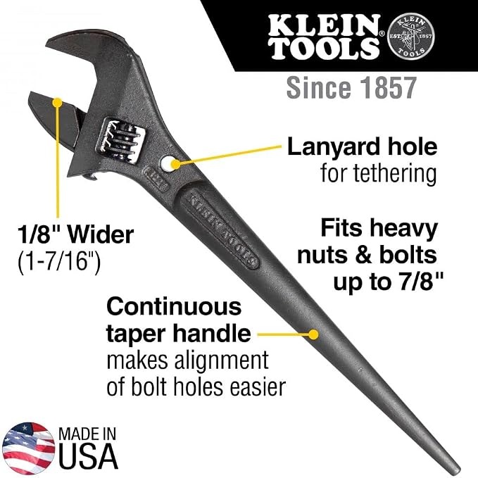 Klein Tools Adjustable Spud Wrenches (16-Inch & 10-Inch) with Tether Holes