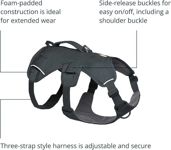 Ruffwear, Web Master, Multi-Use Support Dog Harness, Hiking and Trail Running, Service and Working, Everyday Wear, Basalt Gray, Small