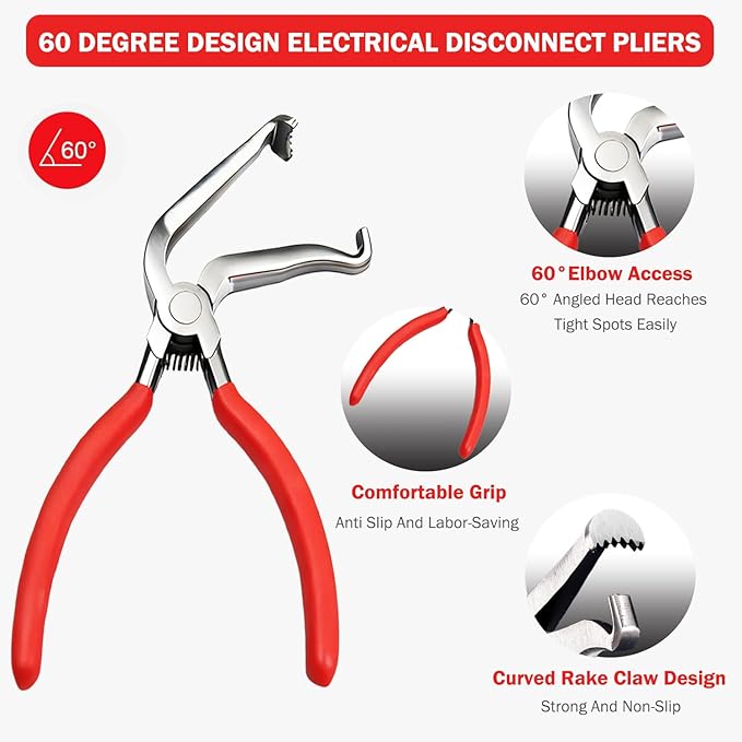 5 Pcs Electrical Disconnect Pliers for Cars,Hose Clamp Pliers,Automotive Electrical Connector Disconnect Tool,Connector Separator for Car, Truck Repair & 8PCS Terminal Removal Tools