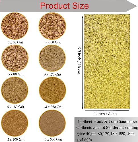 16-Piece Contoured Profile 4" Hand Sanding Block Set with 40 Sheet Hook & Loop Sandpaper Kit - Interchangeable Assorted Convex & Concave Shapes for Woodworking Furniture, Auto Paint and Crafts