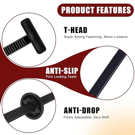 100 Pack Nylon Universal Cable Tie Buckle Zip Tie, Heavy Duty Self-Locking Push Pin with Button Fixion Tools, UV Resistant Plastic Rivet Fasteners for Car Auto Repair (Fender, Bumper, Trunk Liner)