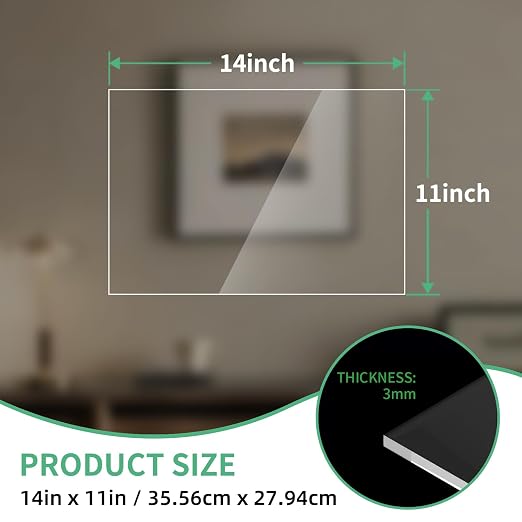 (12 Pack) 1/4 ”(6mm) Thick Clear Acrylic Sheets, 11X14 Plexiglass Sheets for Craft, Sign Blank, DIY Display Project, Cut with Saw or Hand Tools