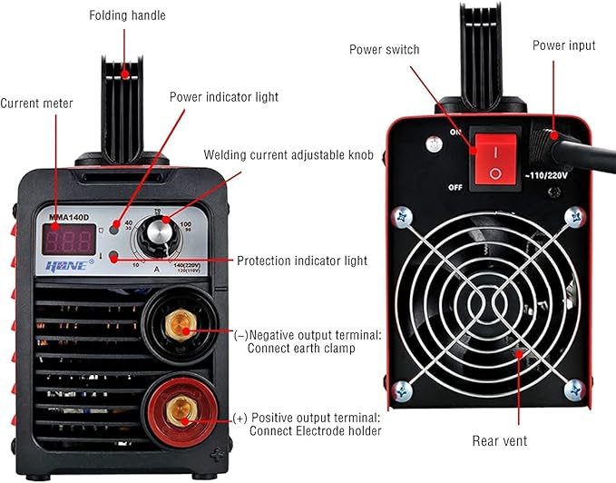 HONE Stick Welder, 110V/220V Actual 140Amp ARC Welder Machine, IGBT Inverter Digital Display LCD Welding Machines with Hot Start Arc Force Anti-Stick, High Efficiency for 1/16"-1/8" Welding Rod.