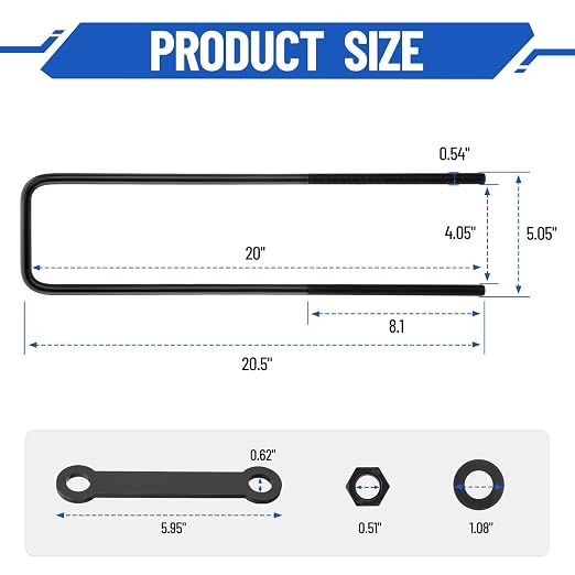 20 Inch Square Bend U-Bolt Kit for Truck Chassis