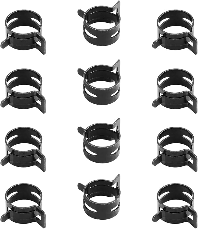 50pcs 0.98" ID Constant Tension Band Hose Clamps, 25mm Spring Band Type Action Hose Clamp Manganese Steel Fuel Line Clamp Low Pressure Air Clip Clamp for Fuel Hose Line Water Pipe Air Tube black