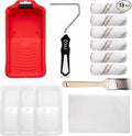 Mister Rui Mini Paint Roller Kit-13 Piece, 4-Inch Microfiber Paint Rollers with Ergonomic Handle, Small Roller Paint Brush, Paint Tray with 3 Liners, Perfect for House Painting, Trim, and Touch-Ups