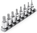 TEKTON 3/8 Inch Triple Square Bit Socket Set with Rail, 8-Piece (M4-M12) | SHB91108