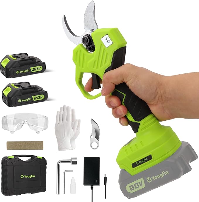 Battery Powered Pruning Shears with 4 Adjustable Cutting Diameter, LED Display & Counting, Electric Pruner Shears Cordless for Garden Heavy Duty, Power Tree Branch Cutter 20v