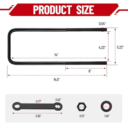 14 Inch Square Bend U-Bolt Kit for Truck Chassis