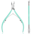 Ejiubas Cuticle Trimmer with Cuticle Pusher Cuticle Nipper Professional Grade Stainless Steel Cuticle Remover Cutter Clipper Durable Pedicure Manicure Tools (Green)