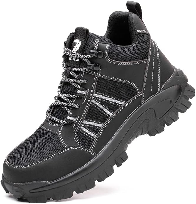 Work Boots for Men,Lightweight Breathable High Top Steel Toe Boots,Indestructible Steel Toe Shoes,Non Slip Safety Work Shoes.