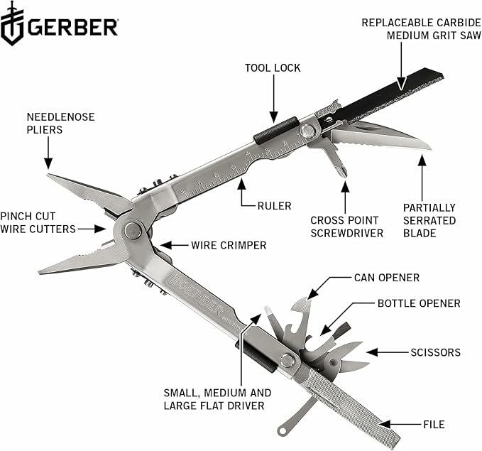 Gerber Gear MP600 Multi-Plier Multitool – Made in USA – Pro Scout, 13 Tools