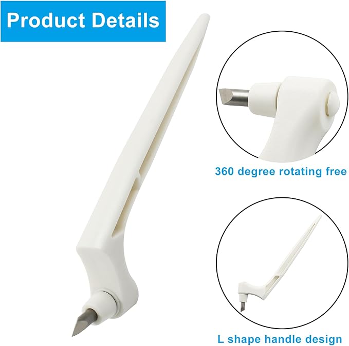 Craft Cutting Tools Pen, Craft Cutting Knives with 3 different 360 Degree Rotating Blades Stainless Steel Cutter Pen for Stencils Scrapbooks DIY Crafts (White)