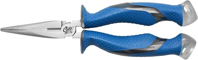 CUDA 8.5" Bent Needle Nose Pliers | Durable Steel Titanium Bonded Fishing Wire, Mono & Fluorocarbon Cutter with Non-Slip Cuda Grips | for Saltwater & Freshwater Use (Pack of 3)