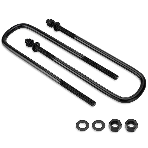 4pcs Semi-Round Bend Front U-Bolts Compatible with Ford F250 F350 Super Duty 4WD 1999-2004 12.5" Long x 3" Wide x 9/16" Threads with Hardware