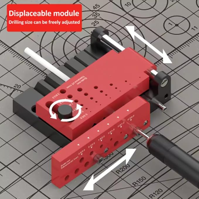 T0012 Round Stick Punching Positioner | Precision Drill Guide Jig for Model Building, Woodworking & DIY |Adjustable Locator with Scales (T0012)