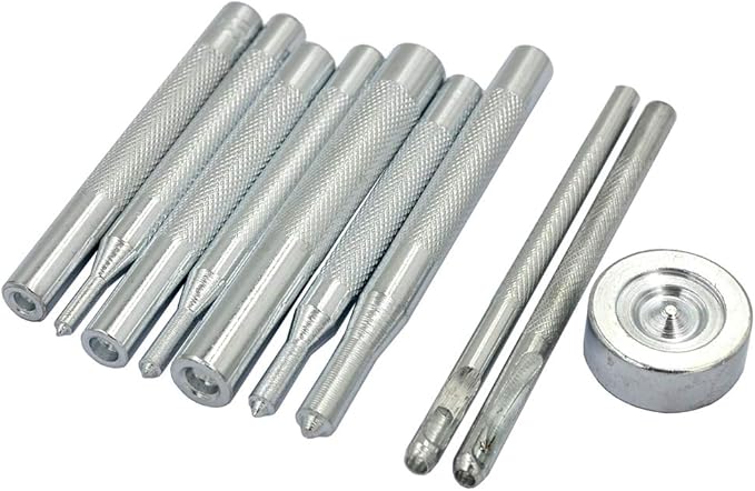 DGOL 10 pcs Metal Snap Button Fastener Setter Metal Snaps Press Studs Install Punch Base Tool Kit