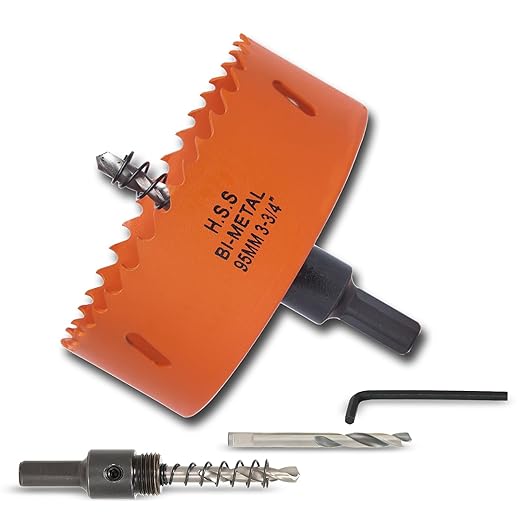 3-3/4 inch Hole Saw with Arbor for Metal Wood Plastic, 3-3/4 in Bimetal Hole Cutter for Different Project with Smooth and Flat Drilling Edge, Fast Chip Removal