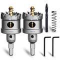 Metal Hole Saw 1-7/8''(48mm) 2Pcs Set Heavy Duty Tungsten Carbide Tipped Hole Cutters Set with a nitrided Step Drill and L-flench, for Steel Iron,Aluminum,Stainless stell
