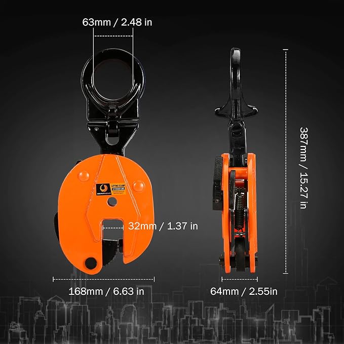BEAMNOVA 2 Tons Vertical Plate Lifting Clamp, Rotating Ring