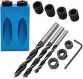 14Pcs Pocket Hole Jig, 15 Degree Dowel Drill Joinery Kit Hole Screw Jig with 6/8/10mm Drive Adapter for Woodworking Angle Drilling Holes, Carpenters Woodwork Guides Joint Angle Carpentry Locator