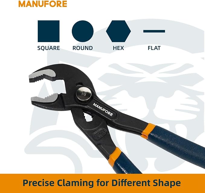 MANUFORE 16 Inch Water Pump Pliers Heavy Duty Tongue and Groove Pliers | Quick Release Design, Deep V-Jaw Teeth for Firm Grip, Comfort Grip and High Carbon Steel for Gripping Pipes, Rods, Shafts