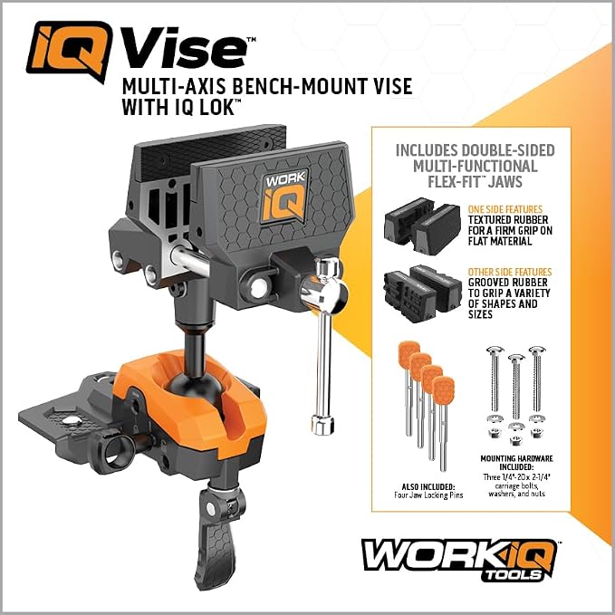 IQ Vise 360° Articulating Bench Vice, Multi-Angle Ball & Socket Lock