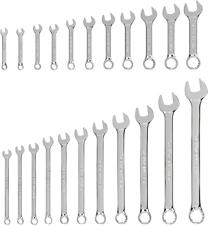 TEKTON Stubby and Standard Combination Wrench Set, 22-Piece | WCB90909 | (1/4 - 3/4 in.), Chrome Finish