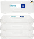 BAZIC PRODUCTS Clear Ruler-Length Utility Box, 13 3/8 x 5 3/8 x 2 1/2 in, for School Office Supplies, Case of 12