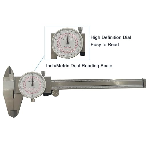 0-6 Inch/150mm Dial Caliper Dual Reading Scale, MFQNENLK 4-Way Measurement Calipers, Inch/Metric SAE Standard, 0.001”/ 0.02 mm Accuracy Shockproof Measuring Tool (Dial Caliper 0-6"/150mm Range)