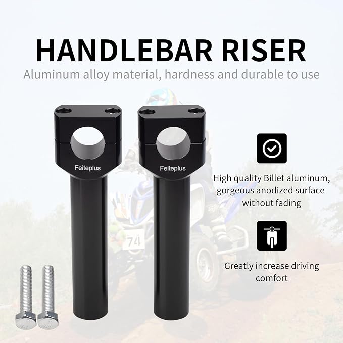 1" Handlebar Bar Risers Motorcycle Bar Clamps For Streetbob, Goldfire Straight One Piece Tall Handle Bar Riser Extension Kit Compatible With Harley, 5.51" Raise, Black