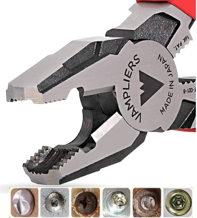 VAMPLIERS VT-001-8 8" PRO Linesman Screw Extractor Pliers + VAMPLIERS VT-001-5 5” Mini ESD Safe Screw Extraction Pliers for Electronic Repair and to Remove Rusted/Damage/Specialty Screws nuts