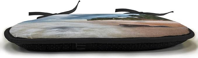 Lunarable Lighthouse Chair Cushion Pads Set of 4, Au Sable Lighthouse in Pictured Rock National Lakeshore Michigan USA, Anti-Slip Seat Padding for Kitchen & Patio, 16"x16", Blue Green Cinnamon