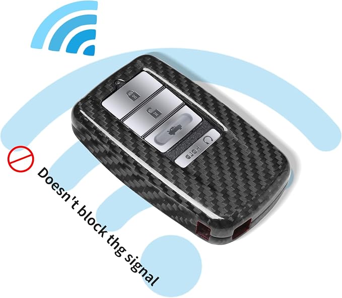 T-carbon Key Fob Cover Fits Acura MDX 2022,Glass Fiber Key Fob Case Compatible with Acura 2023 RDX MDX RLX NSX ILX TLX TLX-L CDX Smart Remote Keyless Accessories Key Shell Protector Silver Black