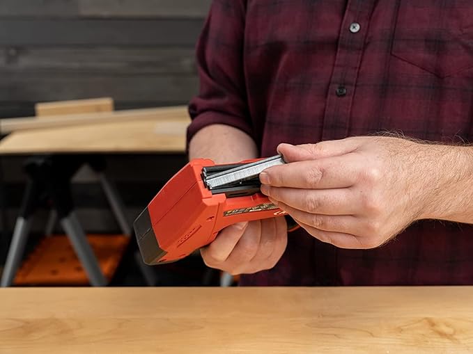 Arrow ET501C Cordless 5-In-1 Professional Staple and Nail Gun, Battery Powered Wire Stapler and Brad Nailer for Upholstery, Framing, Roofing, Crafts, Fencing, Cable, Black/Red