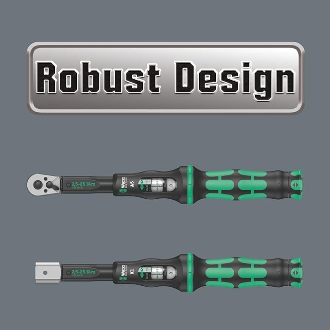 Wera - 5075622001 Click-Torque C 3 torque wrench with reversible ratchet, 1/2" x 40-200 Nm, black/green